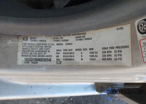 2006 Chevrolet Colorado Lt from USA, damaged, VIN 1GCCS136468242248